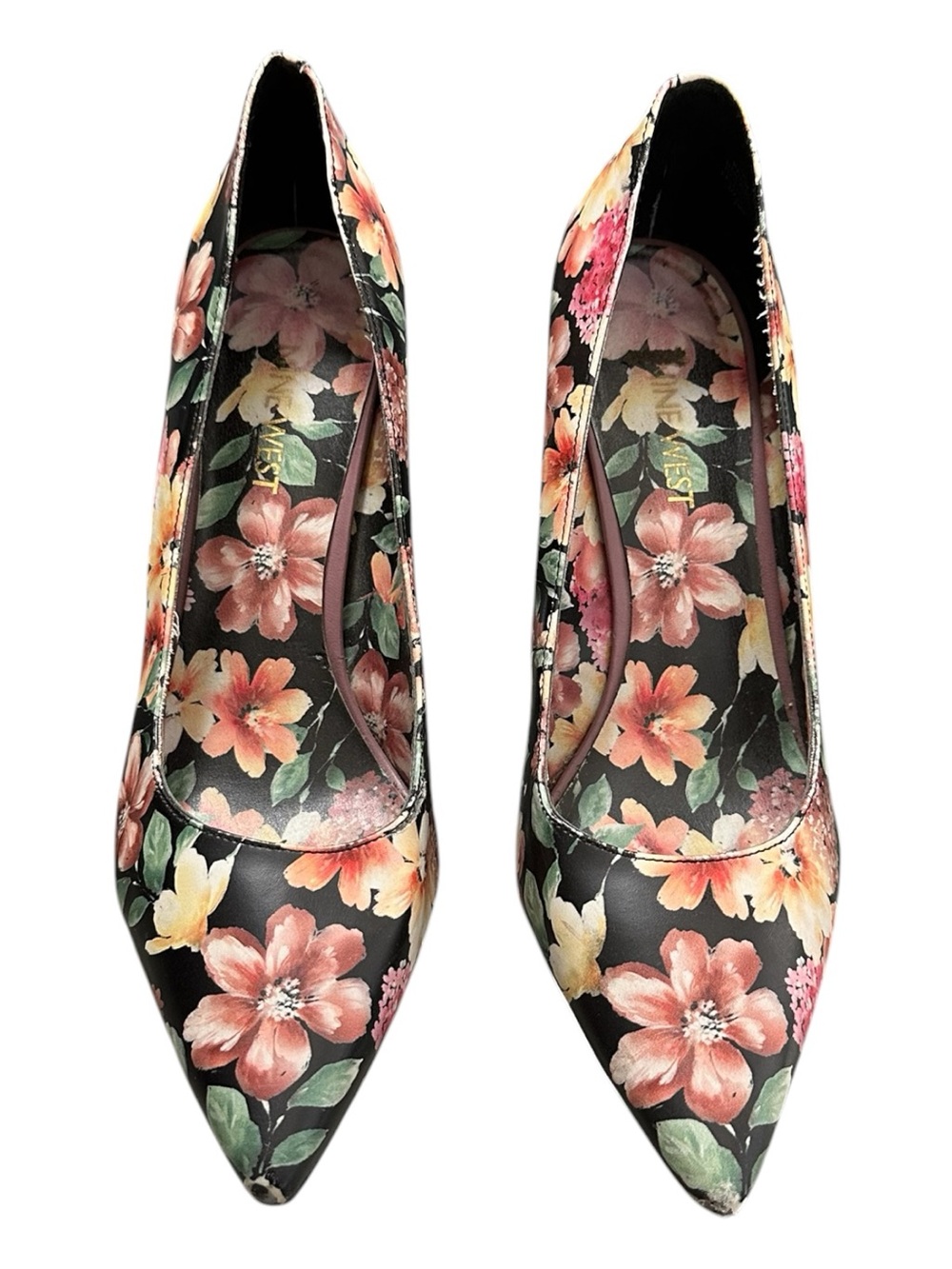 Nine West jackpot Floral Pointed Close Toe Pumps Slip On Heels Women's Size 7.5 - Picture 5 of 6